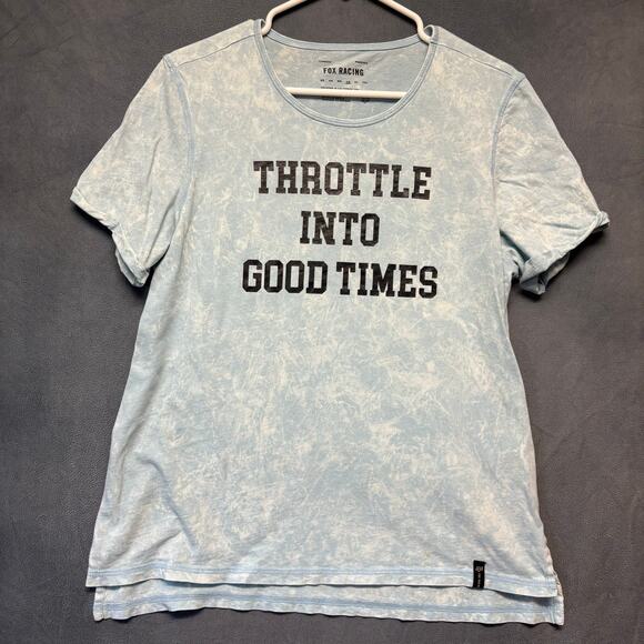 Fox Racing Shirt Throttle Into Good Times Tie Dye Cuffed Sleeve Block Lettering - Picture 1 of 11